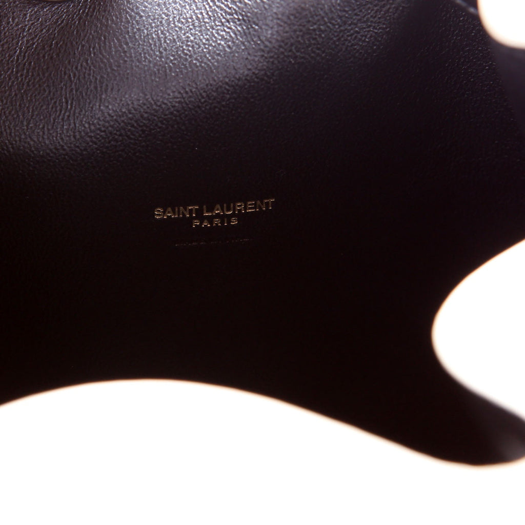 SAINT LAURENT 568606 Seau Stripe Calfskin Bucket Bag Black/white