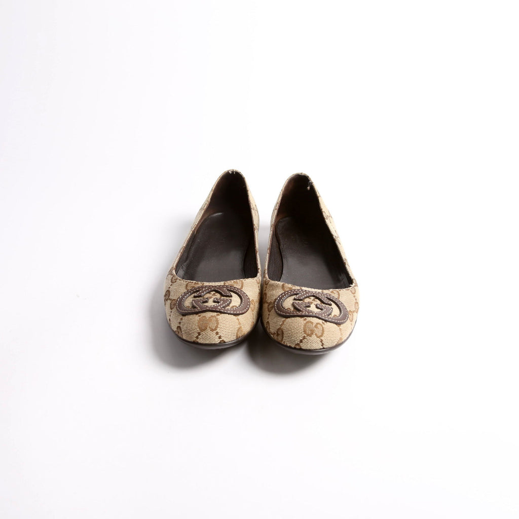 GG Canvas Ballet Flats Size 36.5