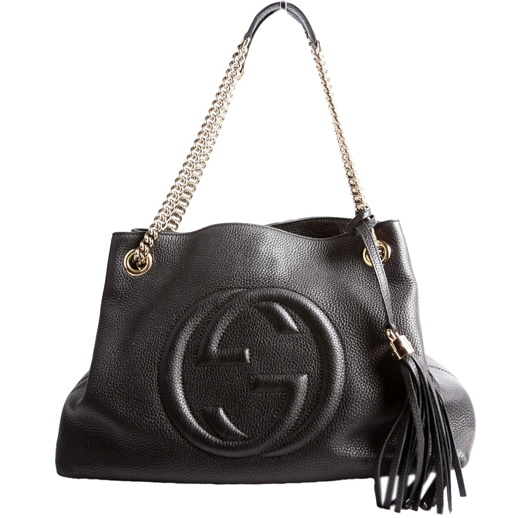 308982 Soho Leather Shoulder Medium Black