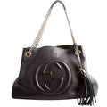 308982 Soho Leather Shoulder Medium Black