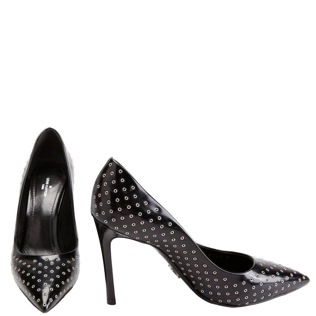 Pointed Toe Leather Pumps Size 39.5 Black