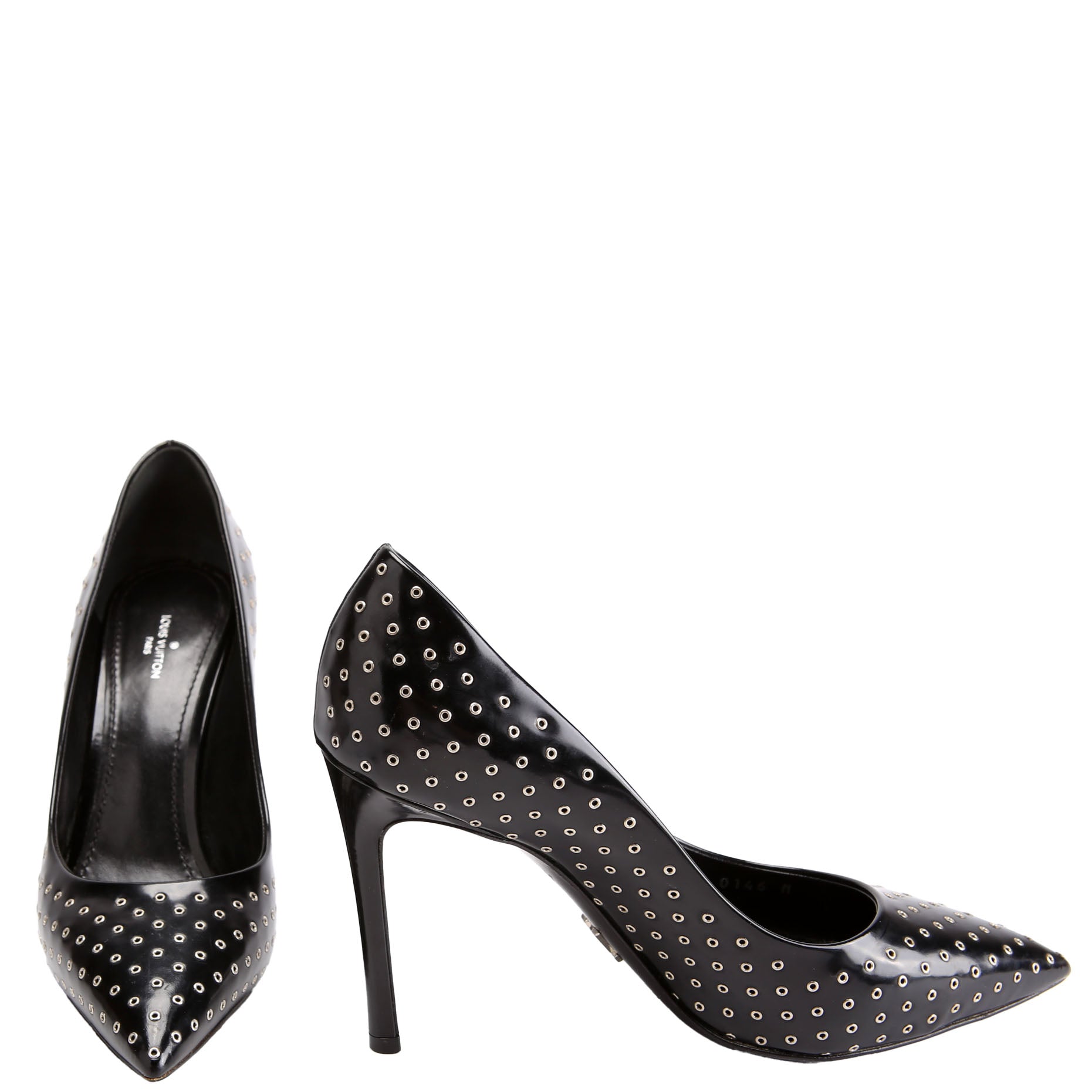 Pointed Toe Leather Pumps Size 39.5 Black