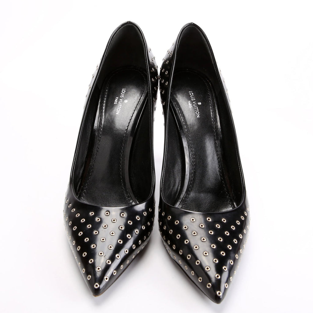 Pointed Toe Leather Pumps Size 39.5 Black
