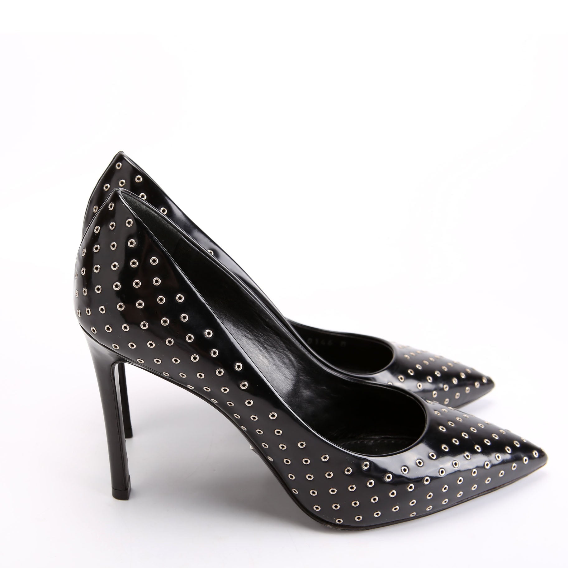 Pointed Toe Leather Pumps Size 39.5 Black