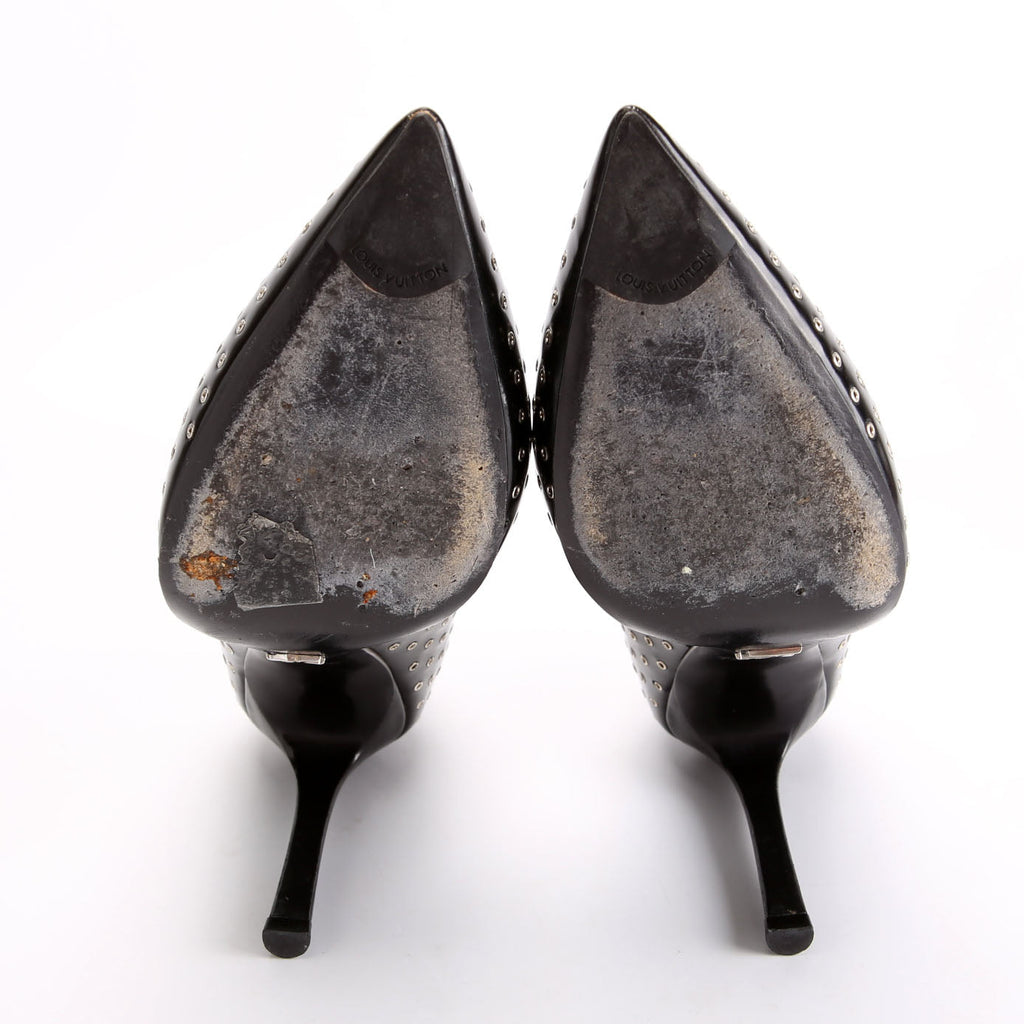 Pointed Toe Leather Pumps Size 39.5 Black