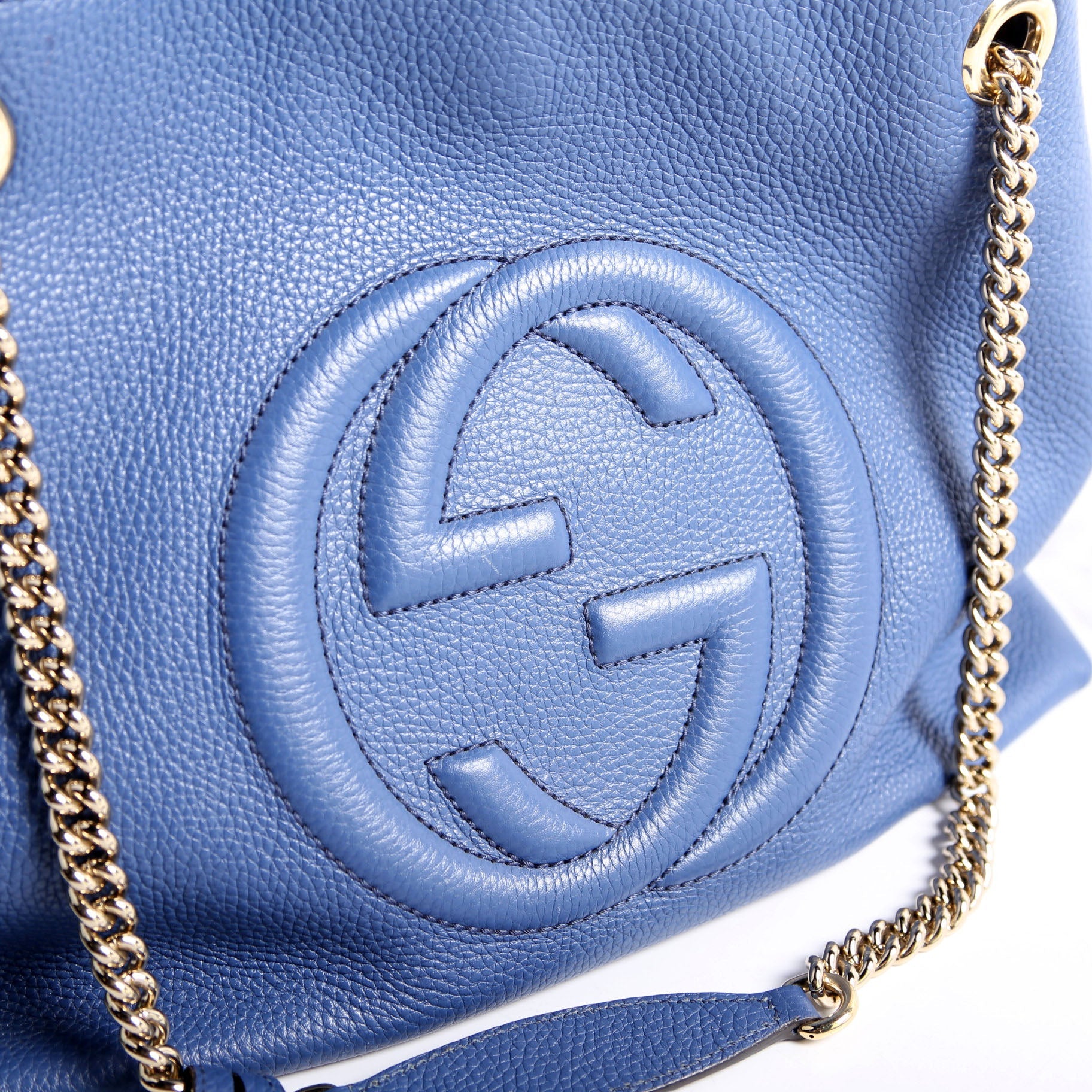 536196 Soho Chain Tote Newer Blue