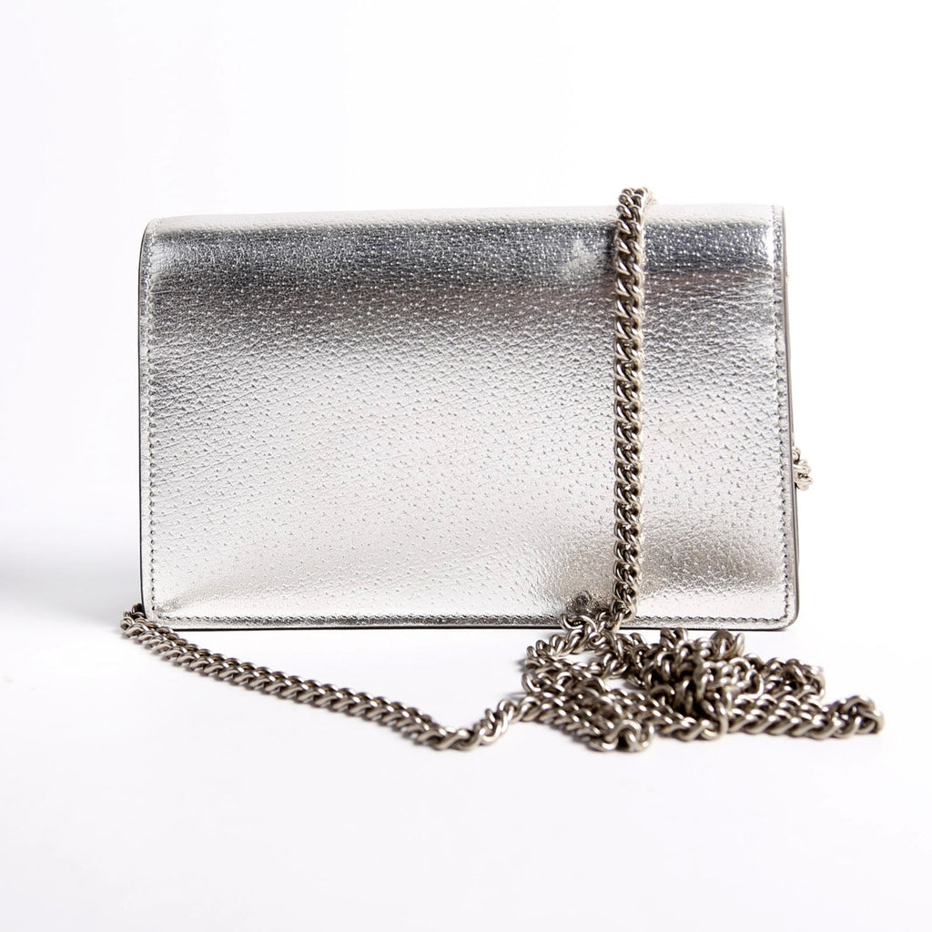 476432 Dionysus Metallic Leather Super Mini Silver