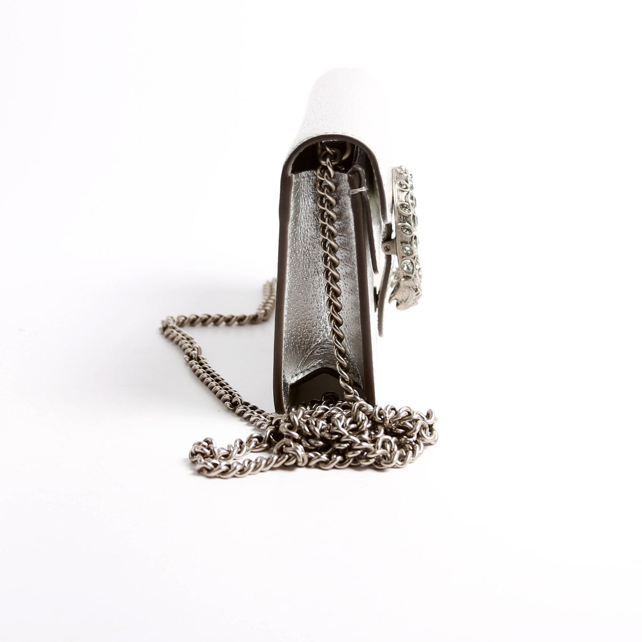 476432 Dionysus Metallic Leather Super Mini Silver