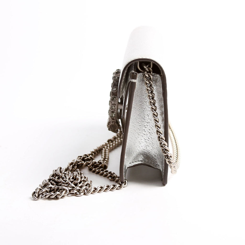 476432 Dionysus Metallic Leather Super Mini Silver