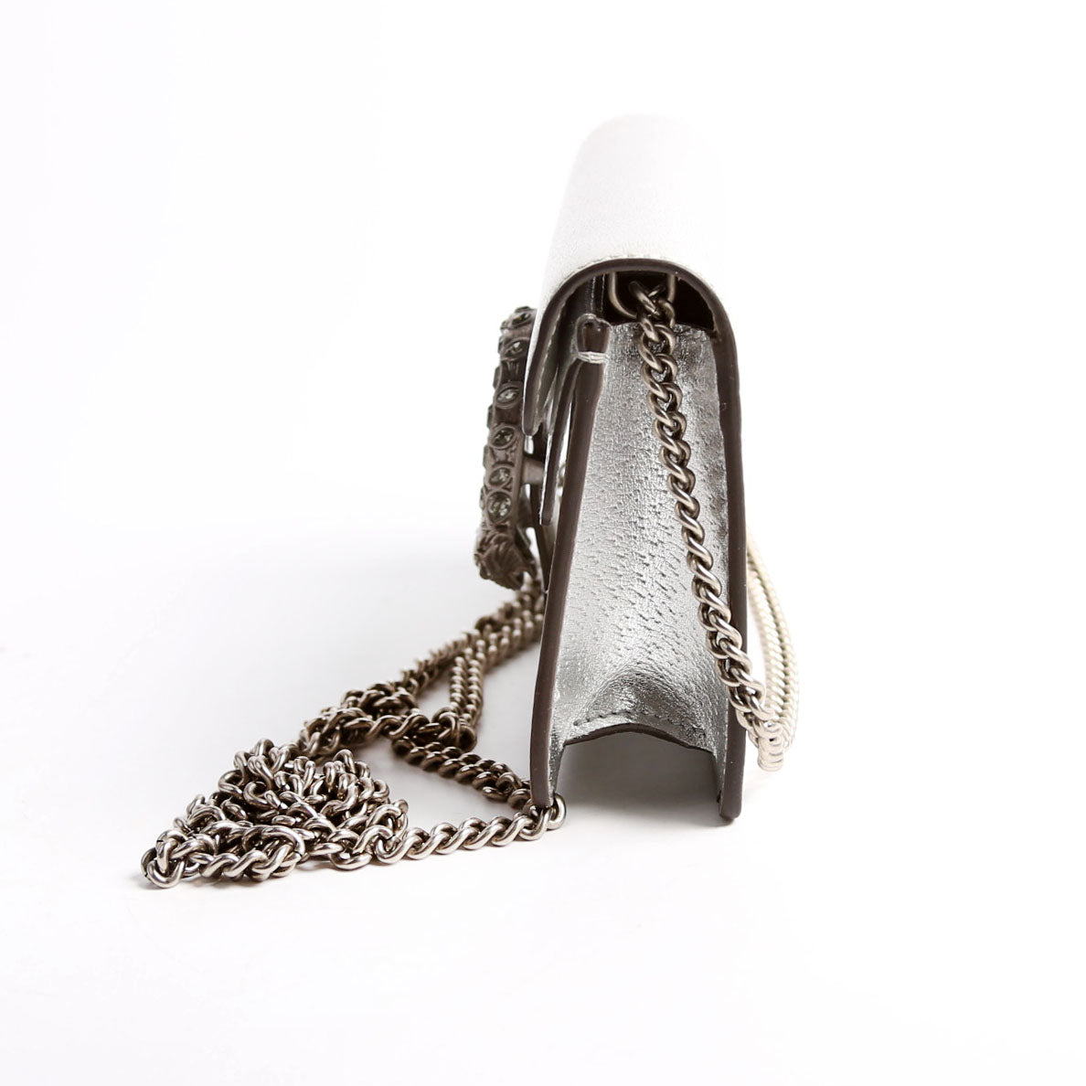 476432 Dionysus Metallic Leather Super Mini Silver