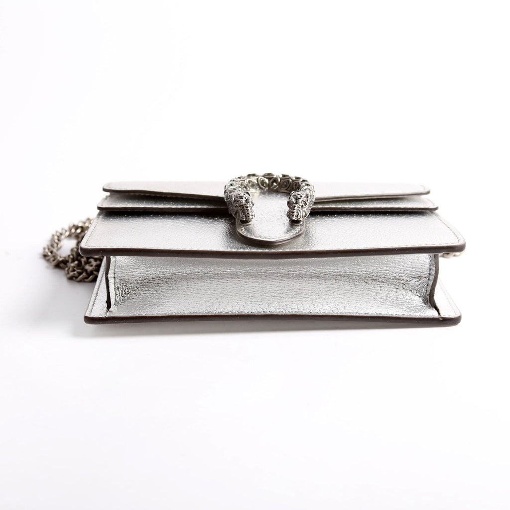 476432 Dionysus Metallic Leather Super Mini Silver