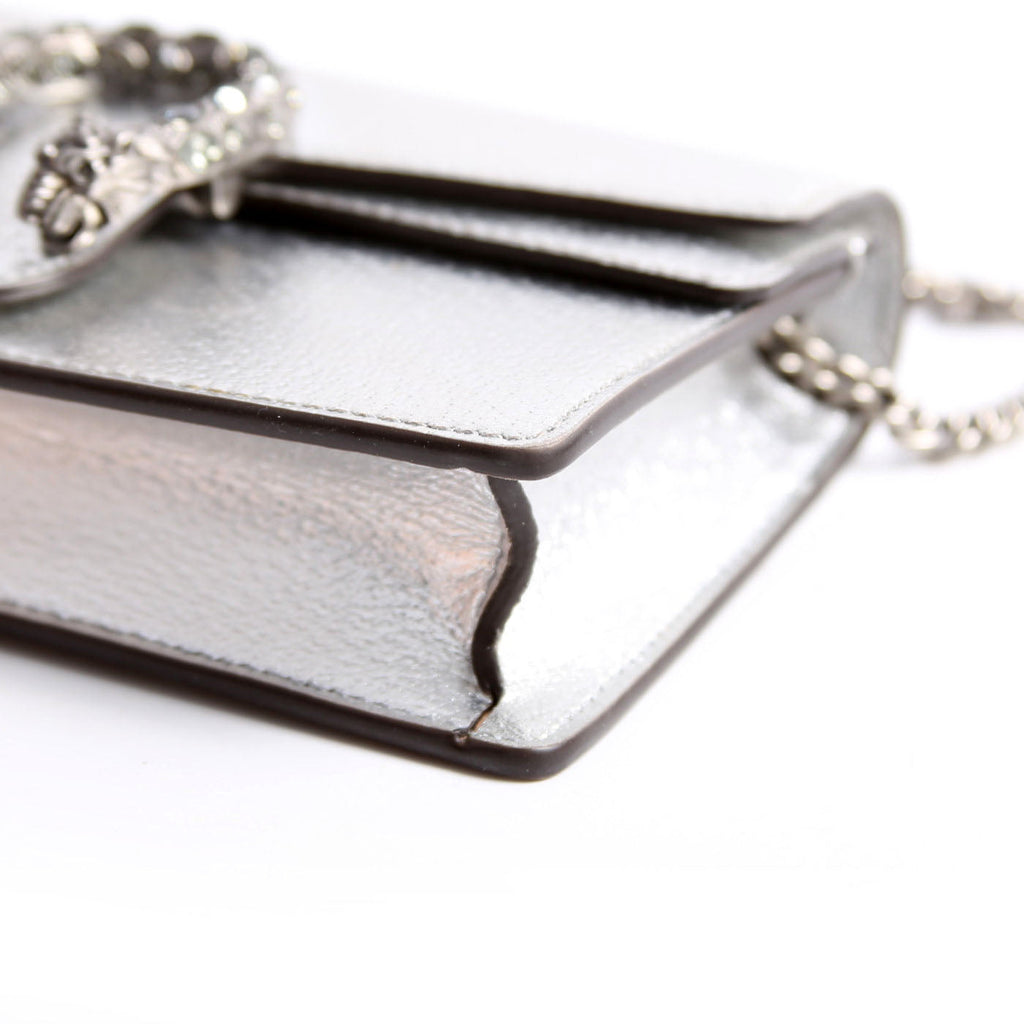 476432 Dionysus Metallic Leather Super Mini Silver