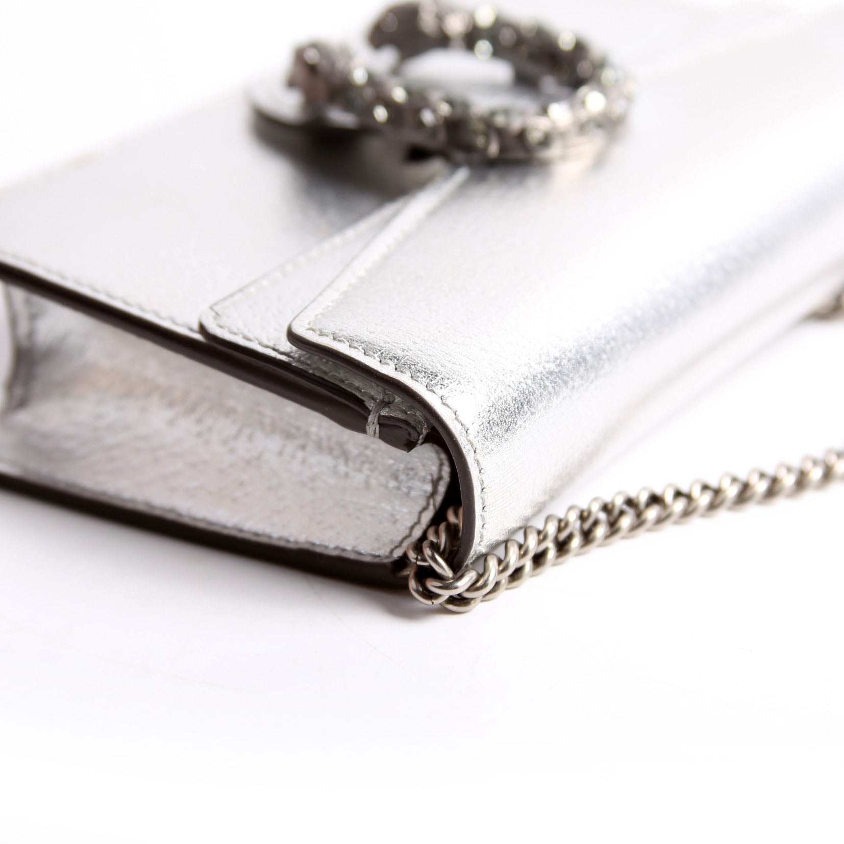 476432 Dionysus Metallic Leather Super Mini Silver