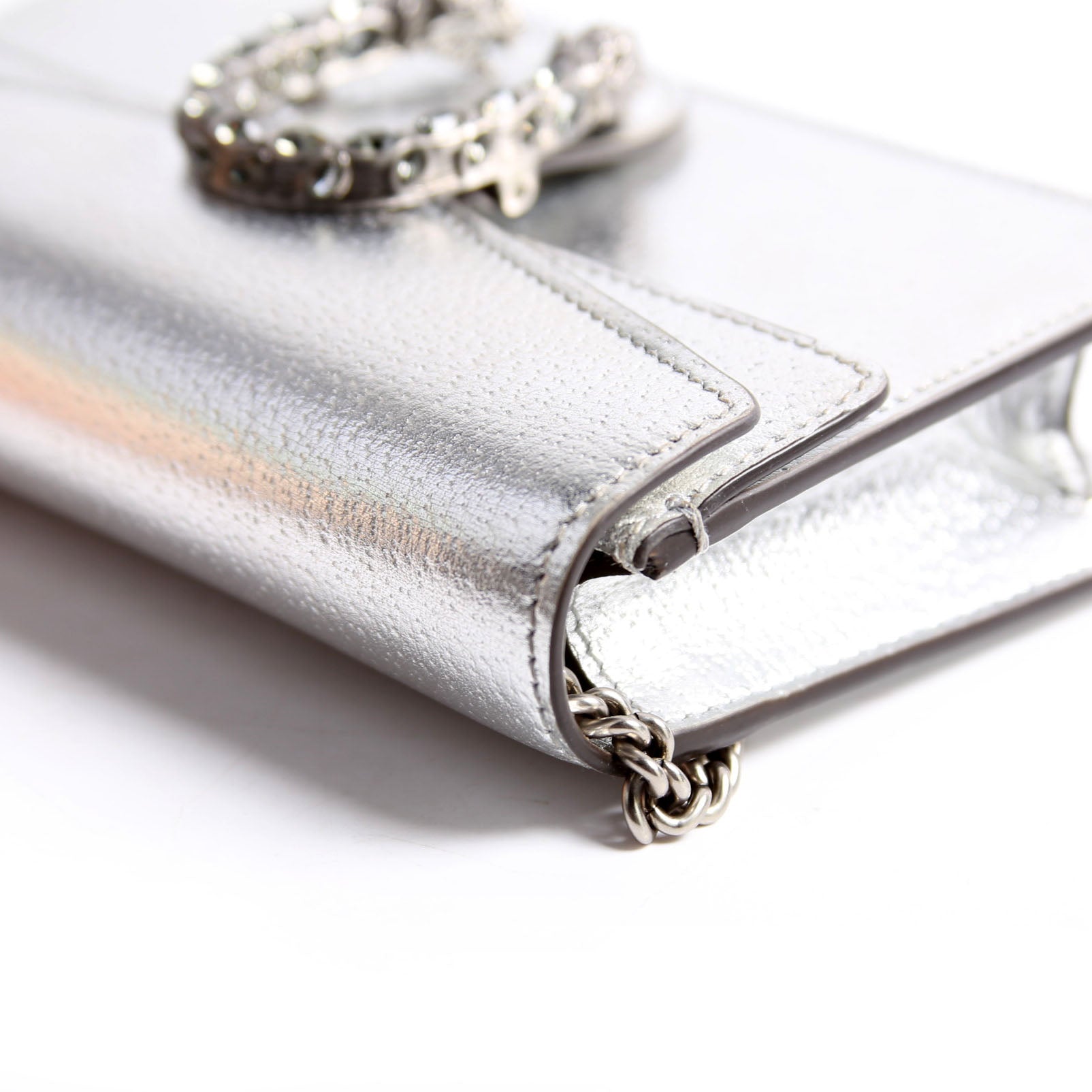 476432 Dionysus Metallic Leather Super Mini Silver