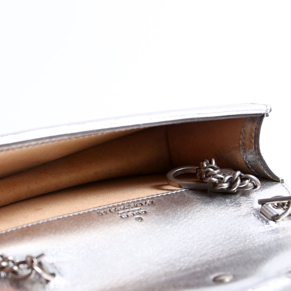 476432 Dionysus Metallic Leather Super Mini Silver