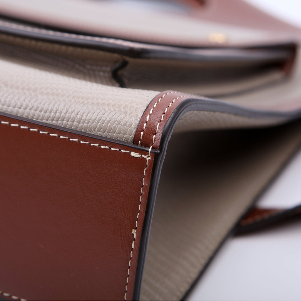 Pocket Tote Medium Lizard Embossed Beige