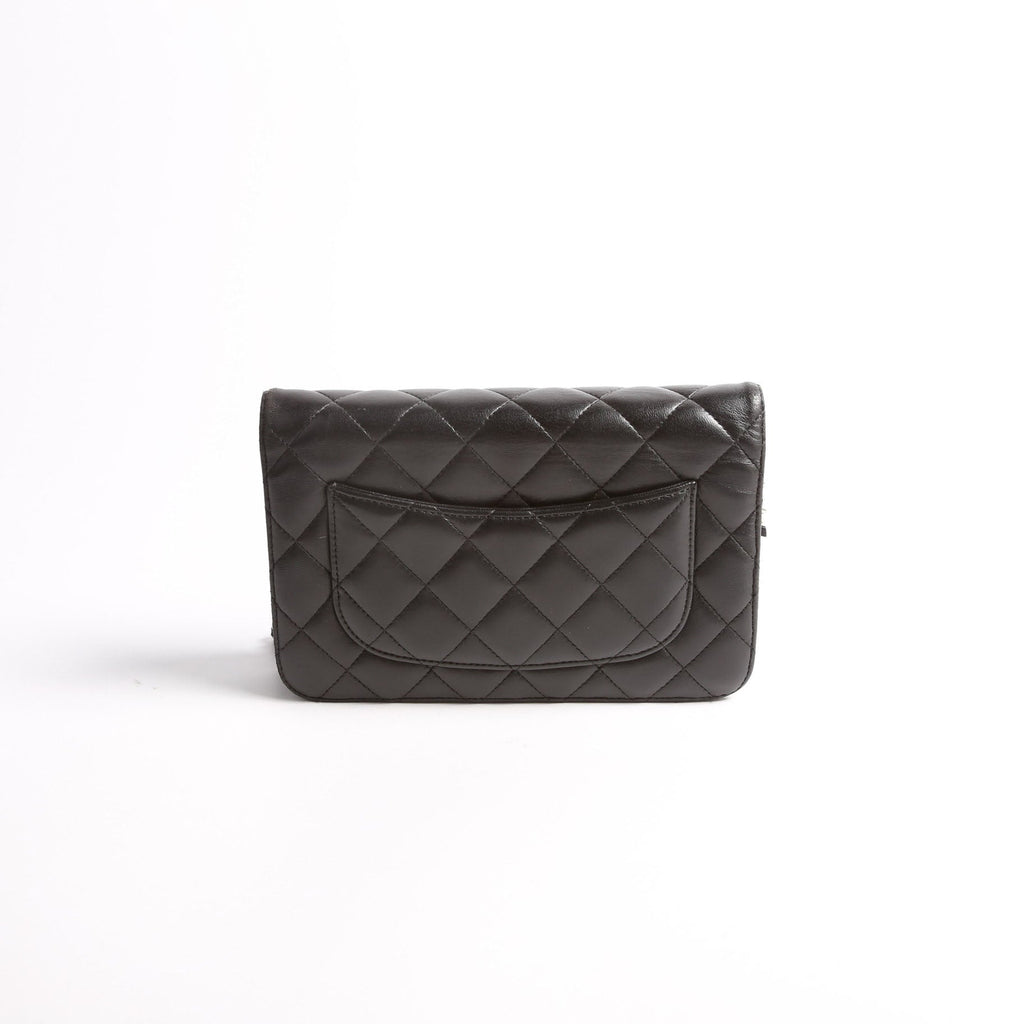 Wallet On Chain Classic Quilted Lambskin Black