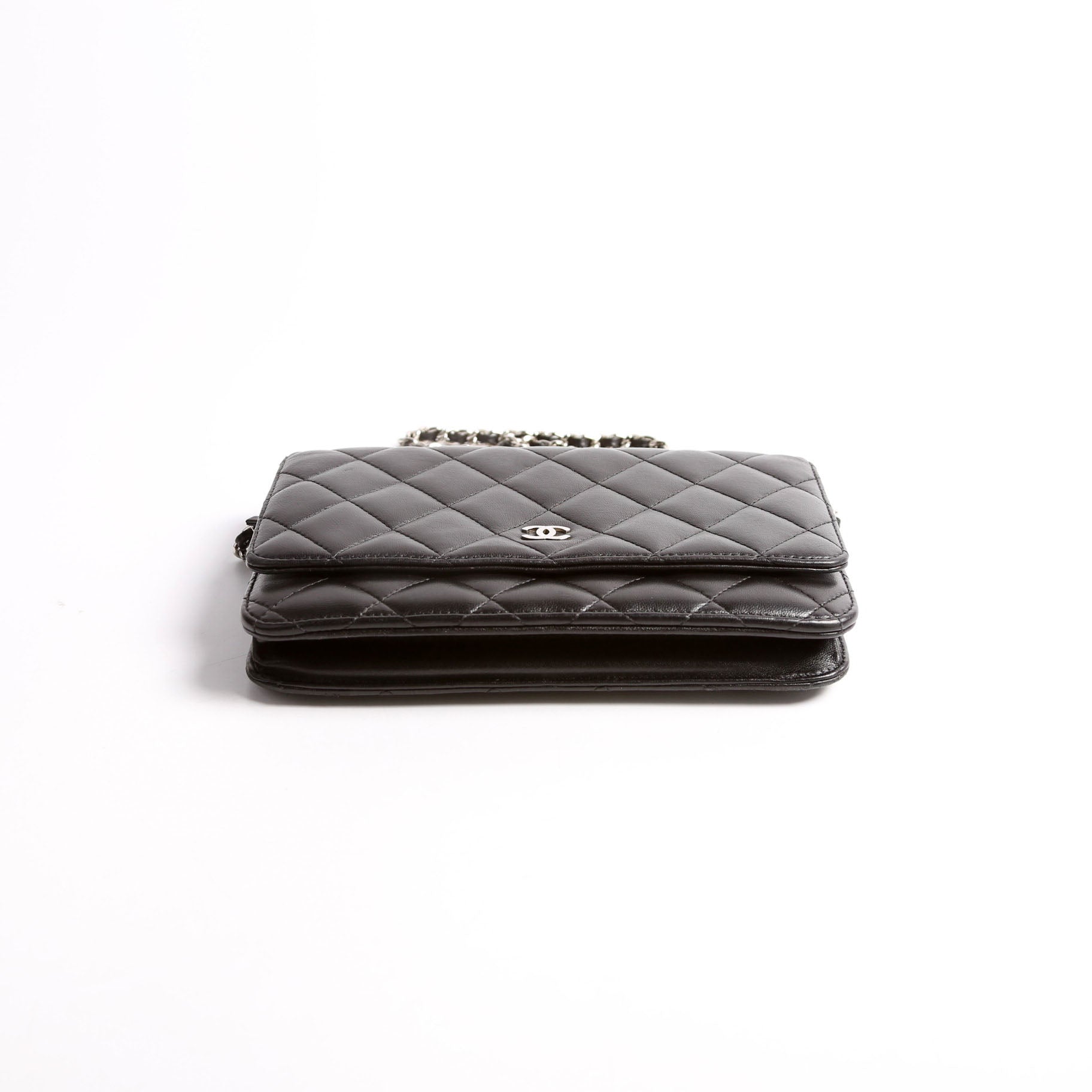 Wallet On Chain Classic Quilted Lambskin Black