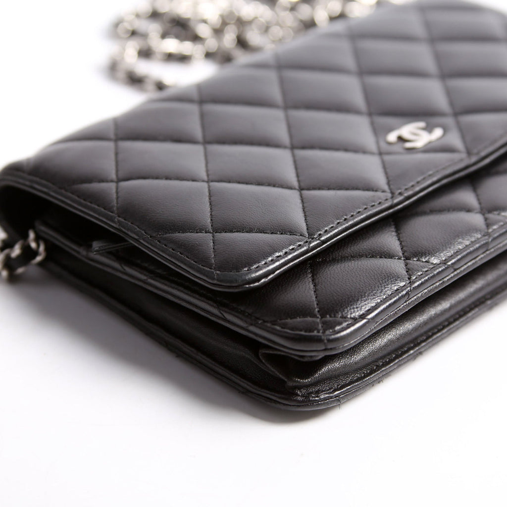 Wallet On Chain Classic Quilted Lambskin Black