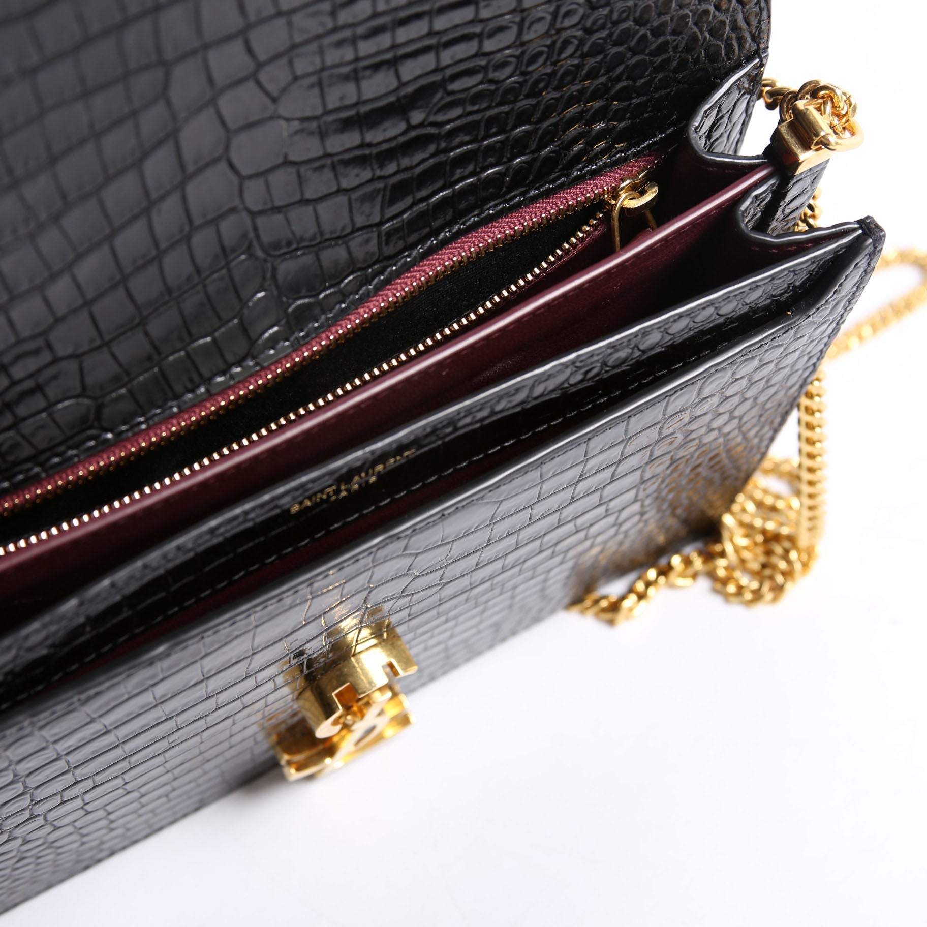Grain De Poudre Cassandra Crocodile Embossed Chain Bag Medium 532750