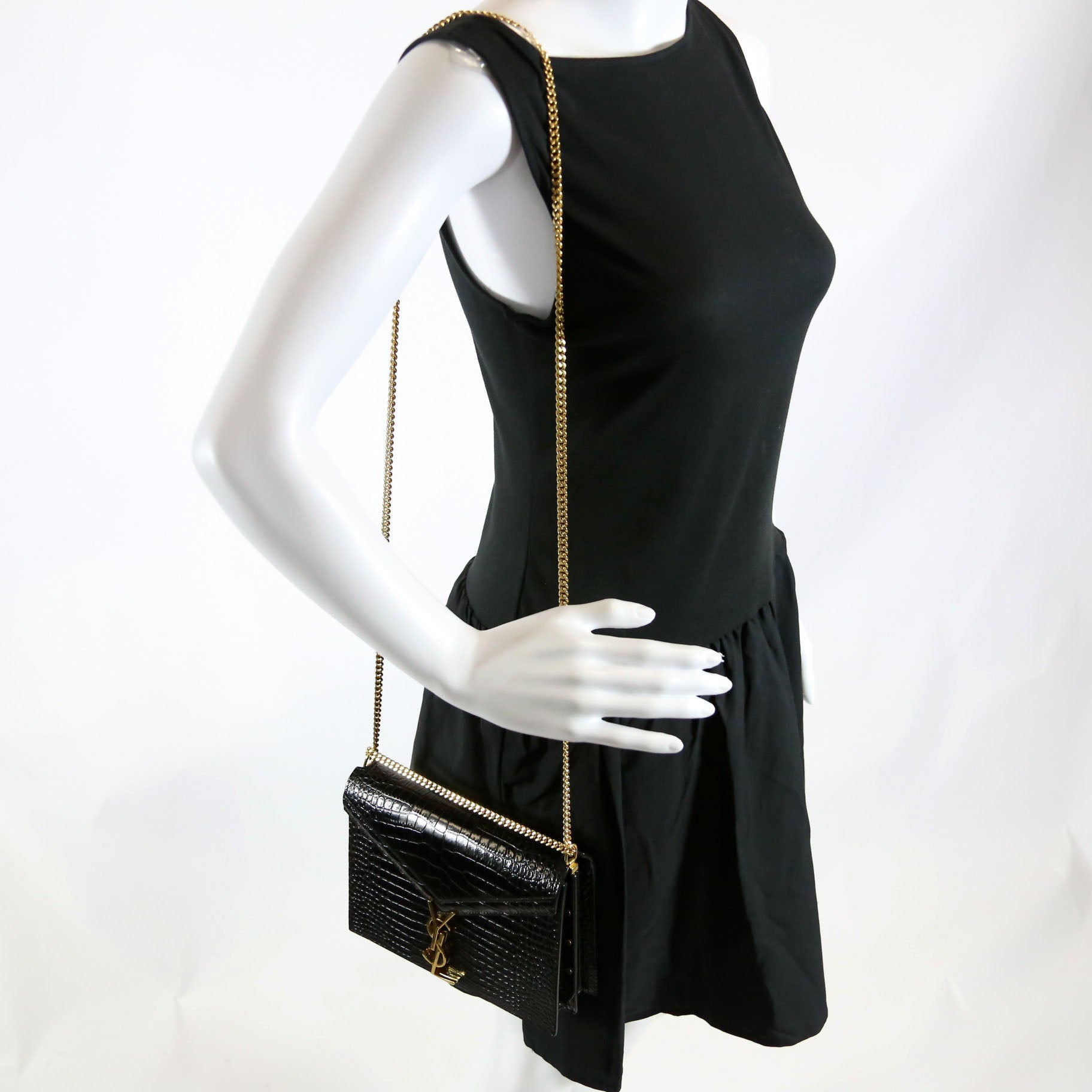 Grain De Poudre Cassandra Crocodile Embossed Chain Bag Medium 532750
