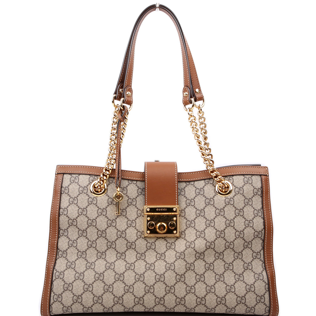 479197 Padlock GG Shoulder Medium Brown