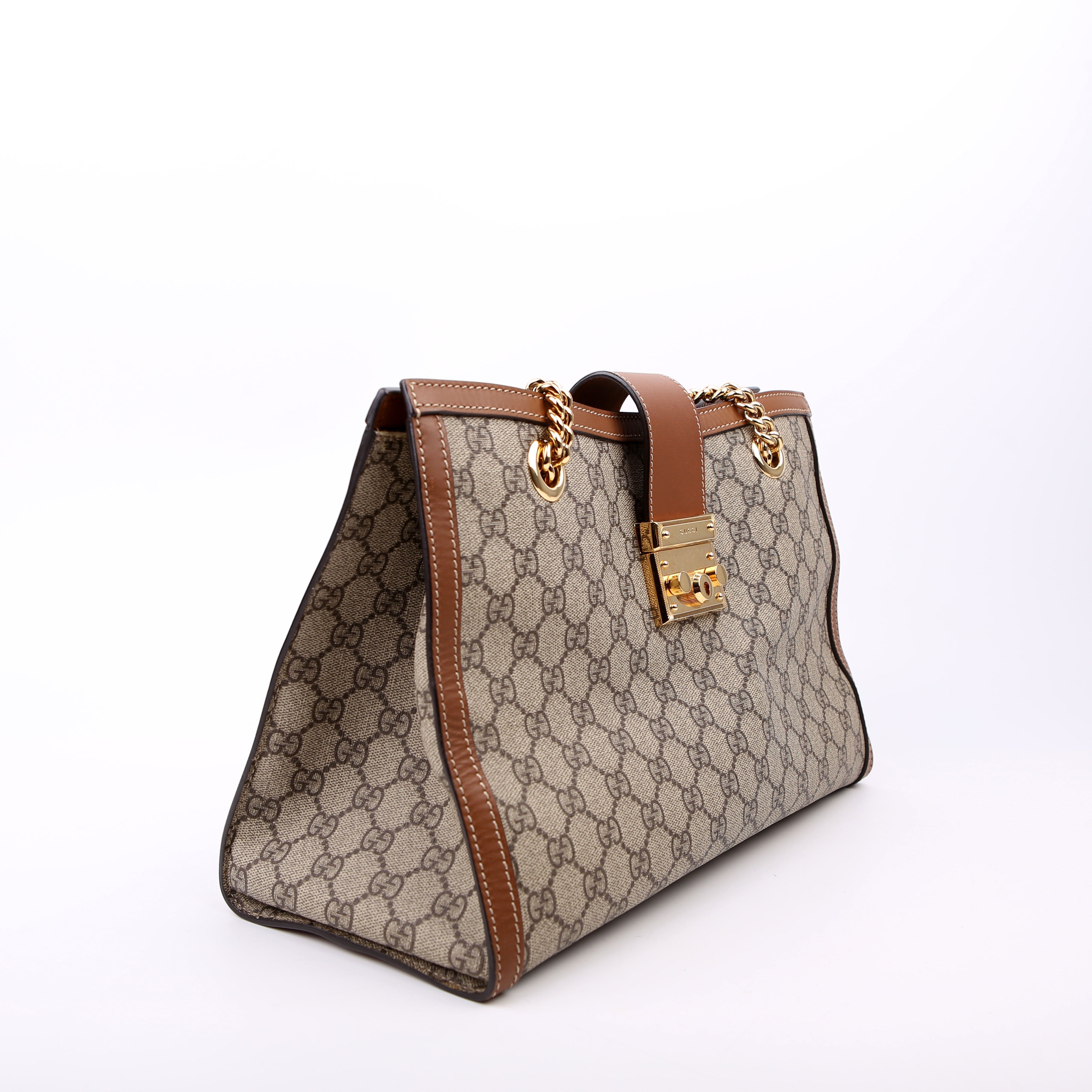 479197 Padlock GG Shoulder Medium Brown