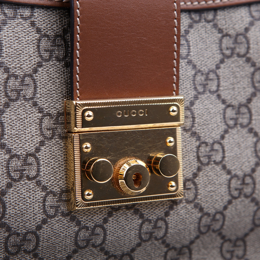 479197 Padlock GG Shoulder Medium Brown