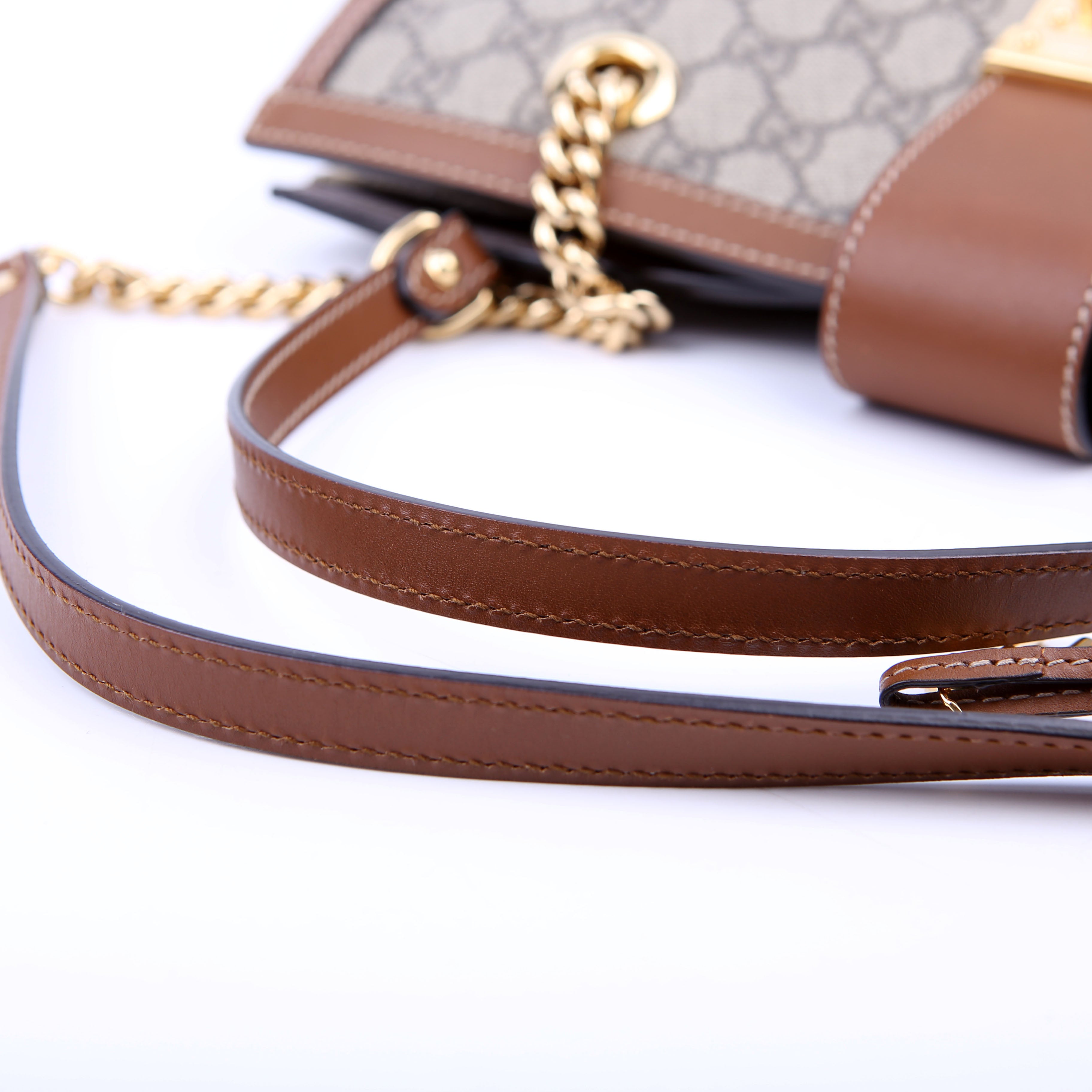 479197 Padlock GG Shoulder Medium Brown