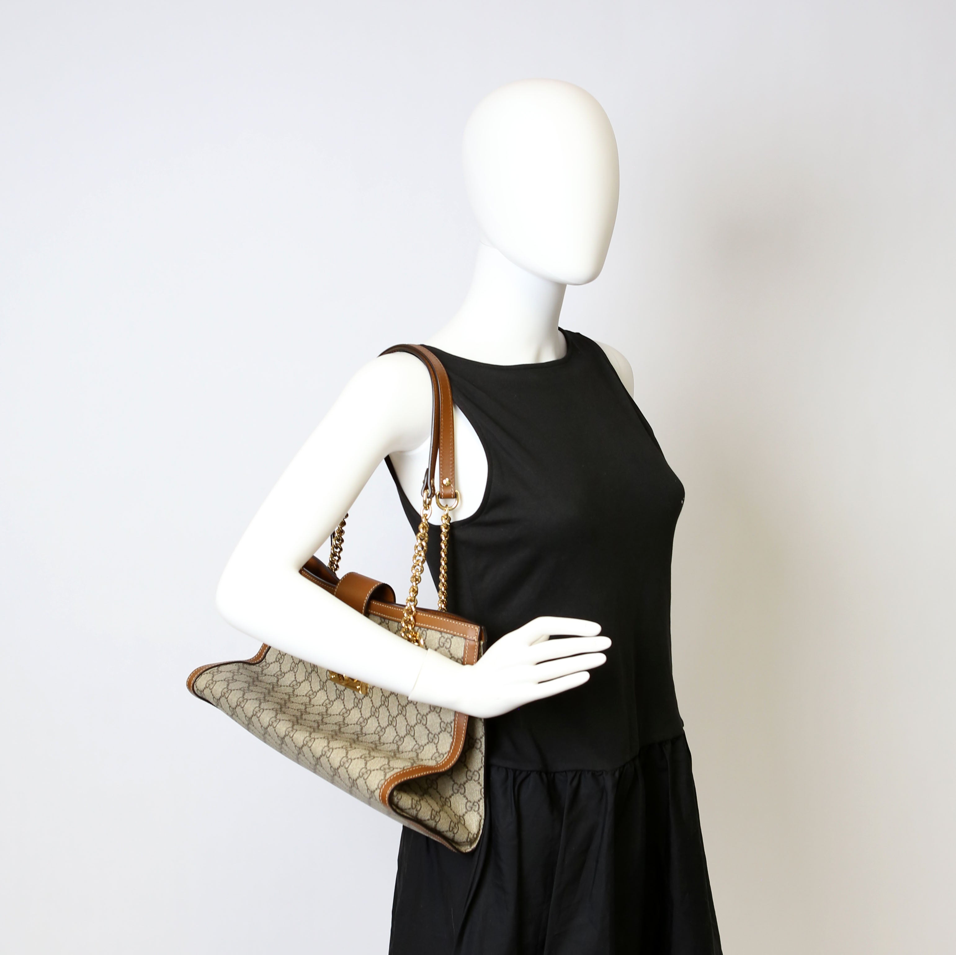 479197 Padlock GG Shoulder Medium Brown