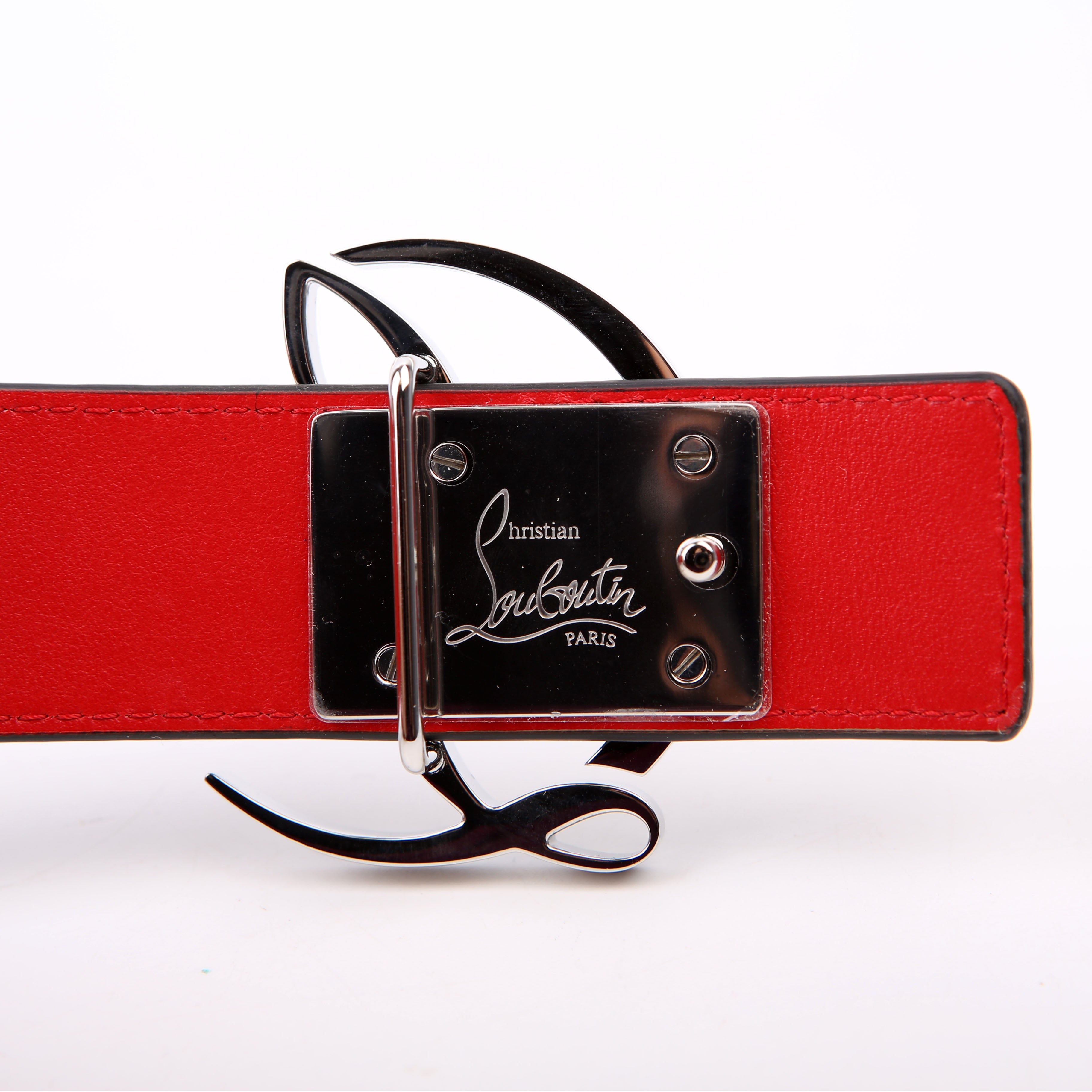 Loubi54 25MM Reversible Leather Belt Size 95/38 Nude/Red