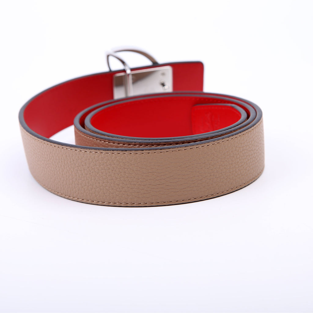 Loubi54 25MM Reversible Leather Belt Size 95/38 Nude/Red