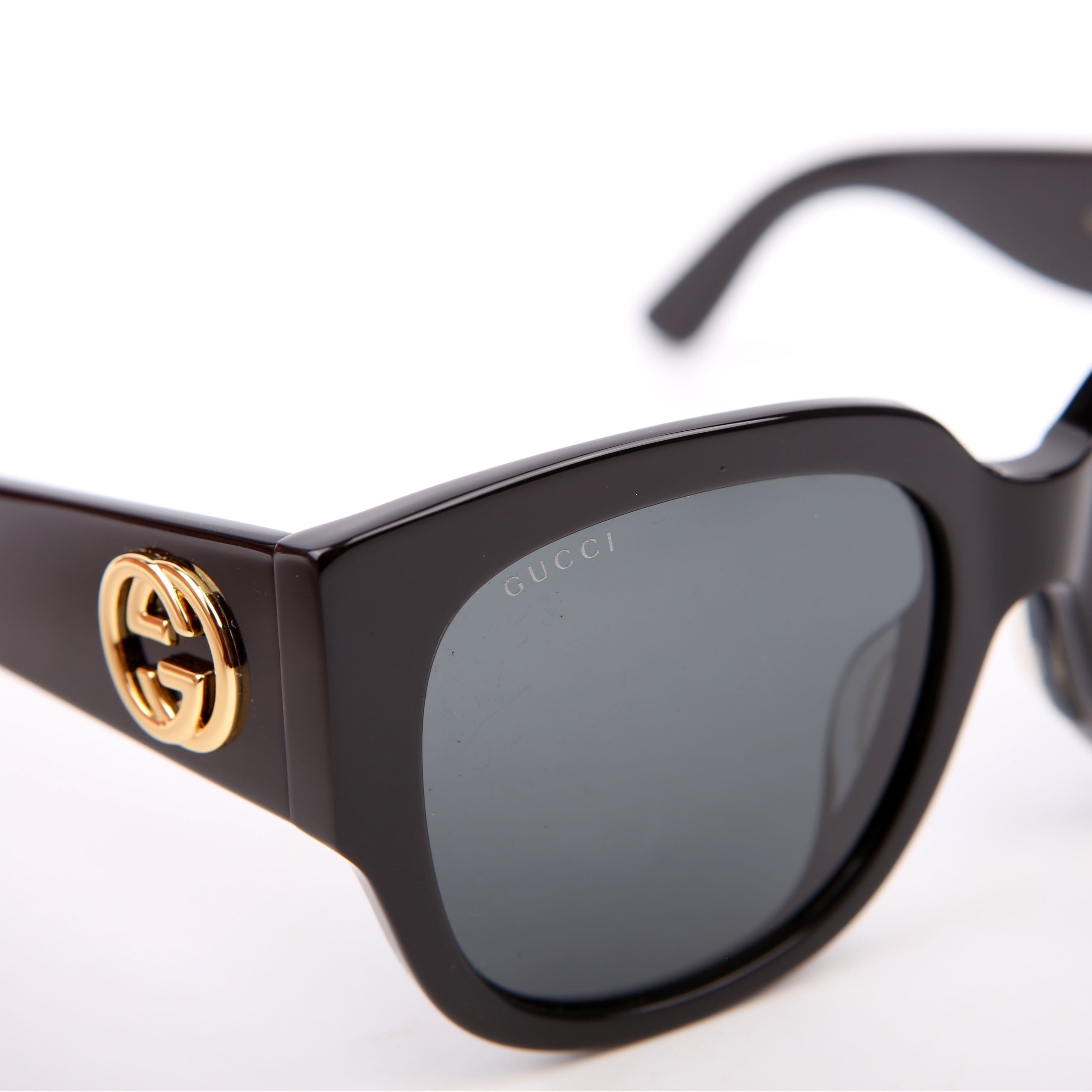 GG0142SAN Acetate Square Frame Sunglasses Black