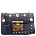 432182 Padlock Pearl Leather Small Navy