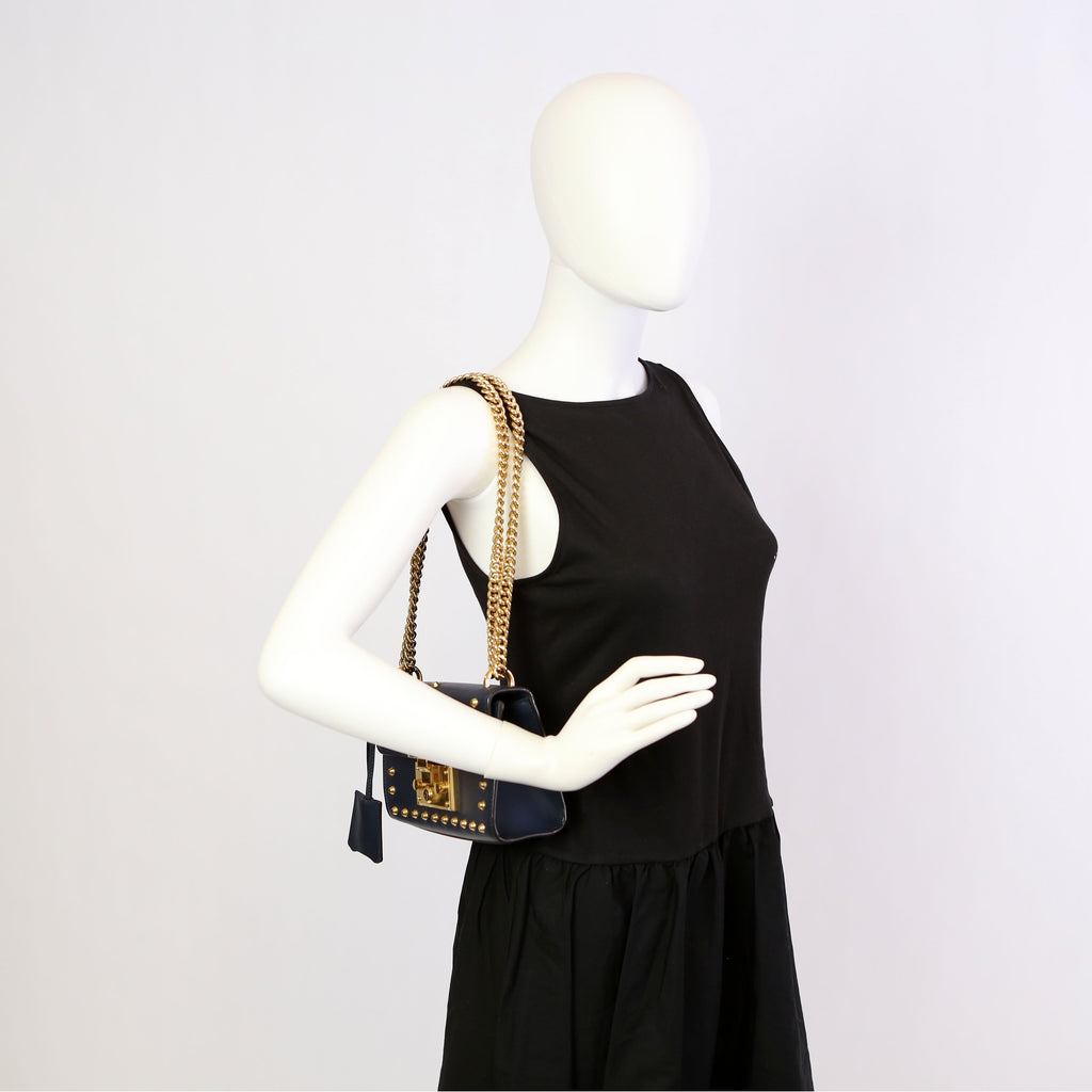 432182 Padlock Pearl Leather Small Navy