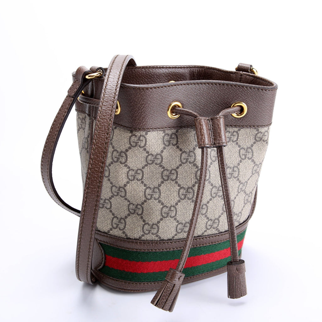 550620 GG Canvas Ophidia Mini Bucket Brown/Beige