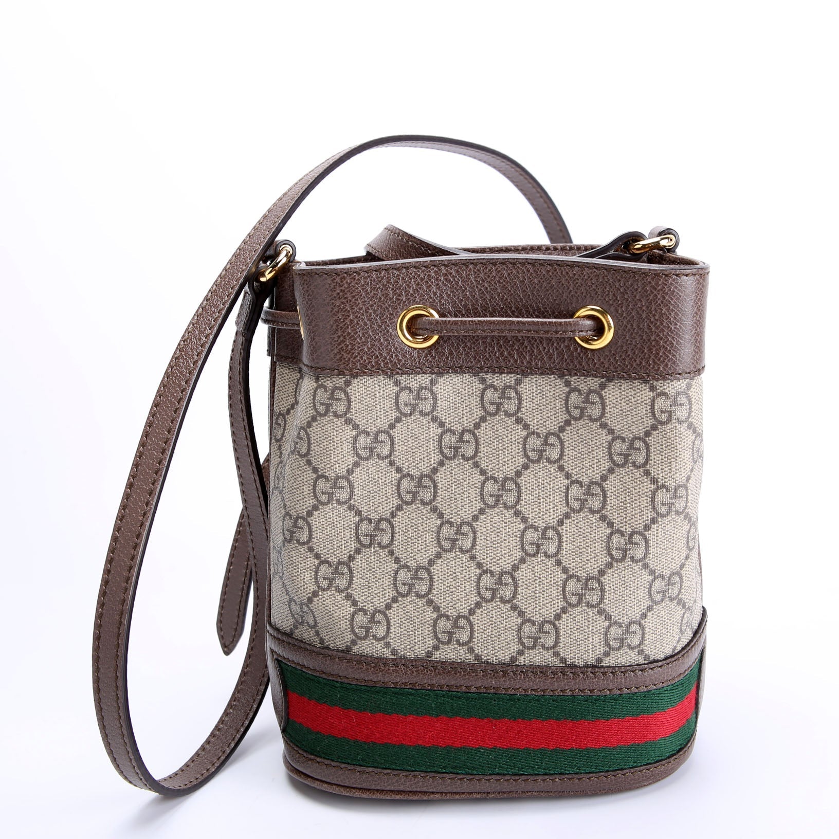 550620 GG Canvas Ophidia Mini Bucket Brown/Beige