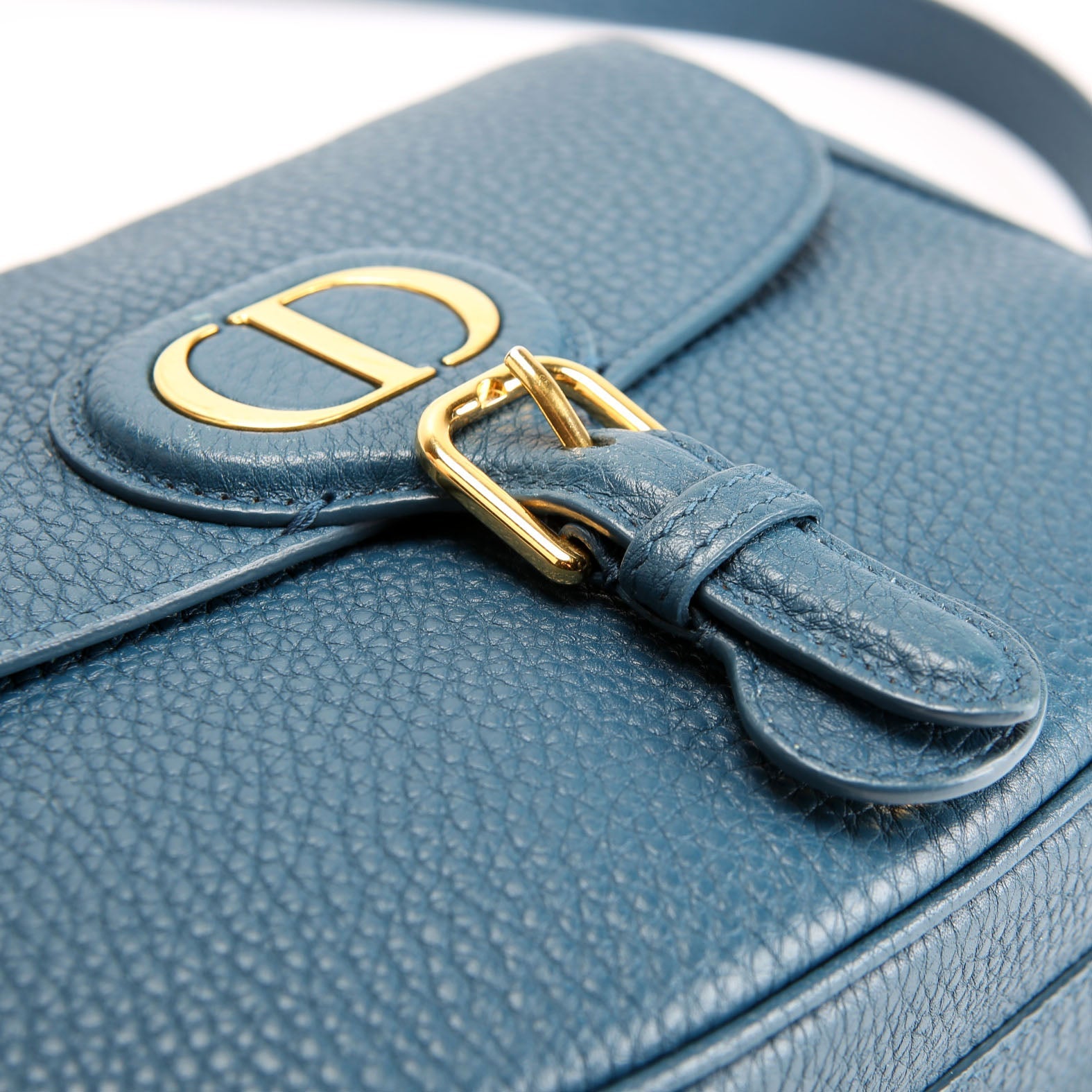 Dior Bobby Bag Medium Grain Leather Blue/Gold
