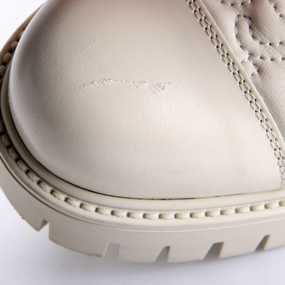 Gucci GG Matelasse Combat Boots Size 37.5 Cream