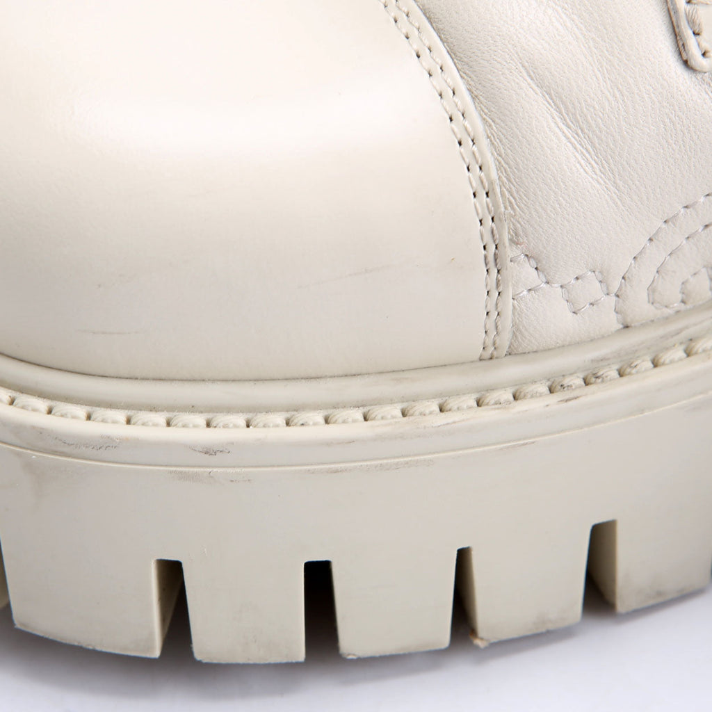 Gucci GG Matelasse Combat Boots Size 37.5 Cream