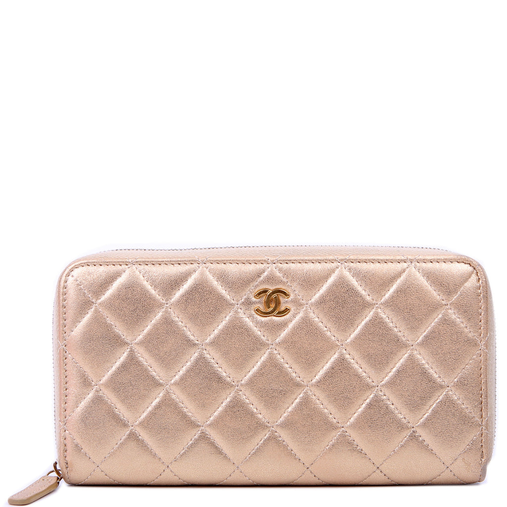 CC Long Zip Around Wallet Lambskin 31M Gold