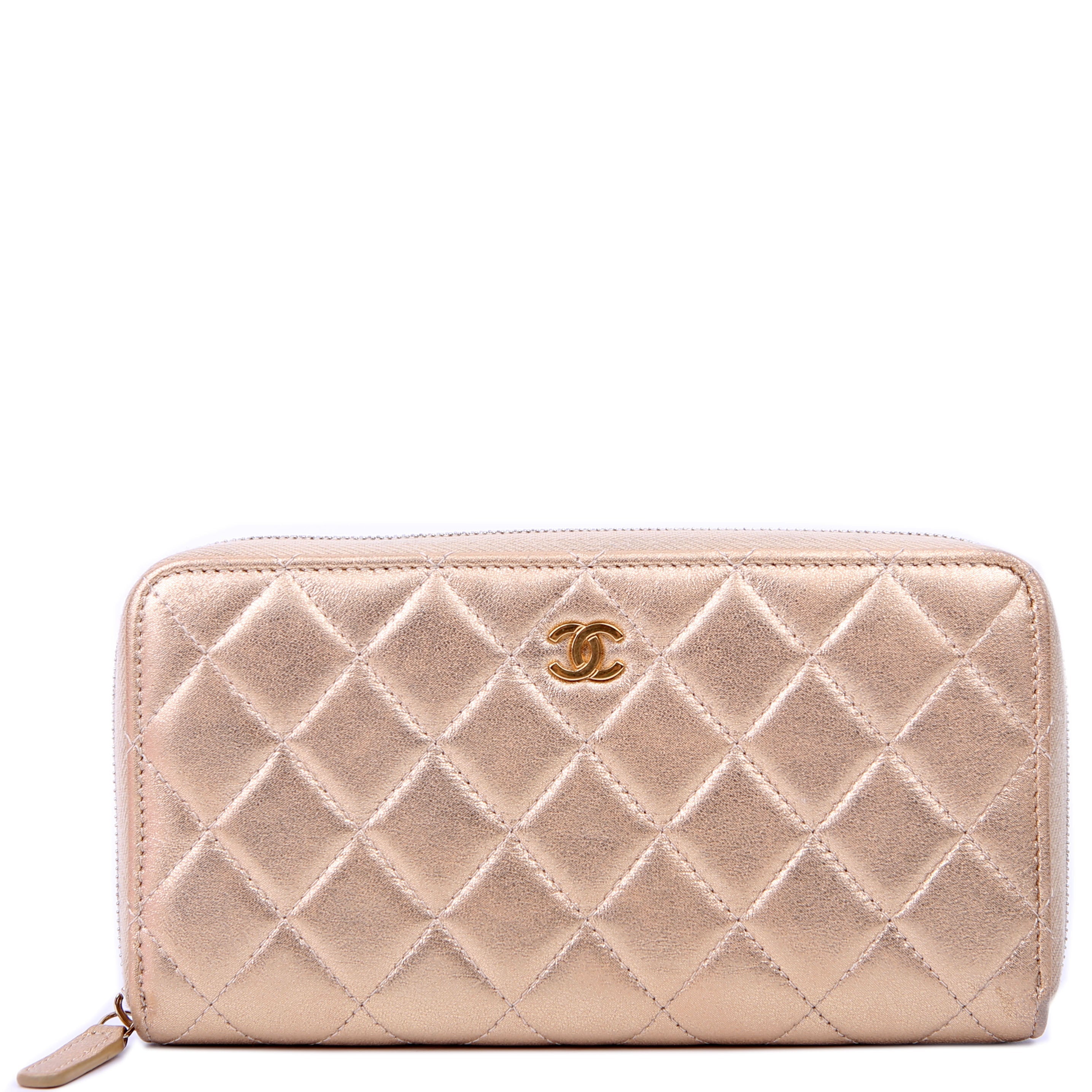 CC Long Zip Around Wallet Lambskin 31M Gold