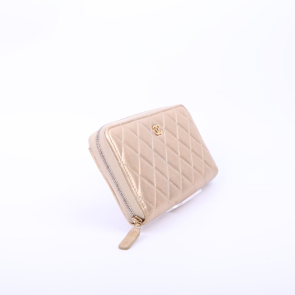CC Long Zip Around Wallet Lambskin 31M Gold