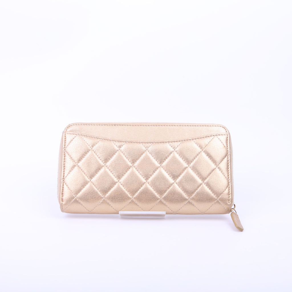 CC Long Zip Around Wallet Lambskin 31M Gold