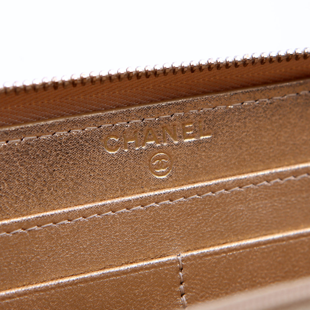 CC Long Zip Around Wallet Lambskin 31M Gold
