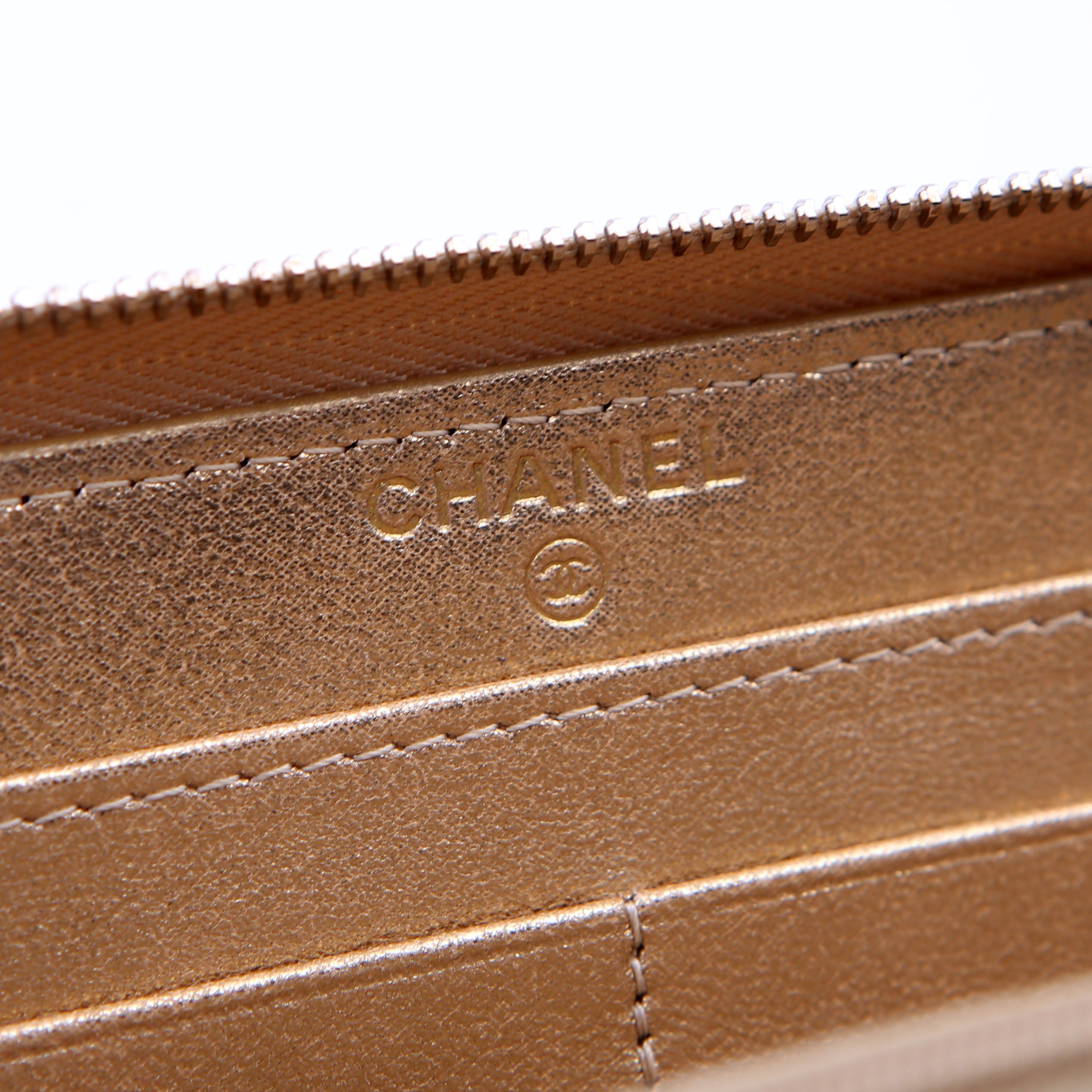 CC Long Zip Around Wallet Lambskin 31M Gold