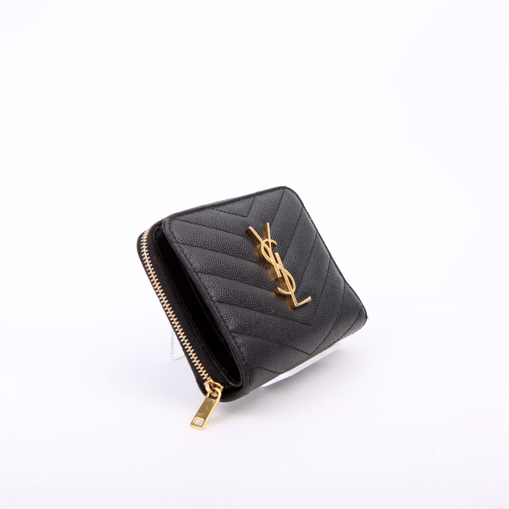 Cassandre Grain De Poudre Compact Zip Around Wallet Black