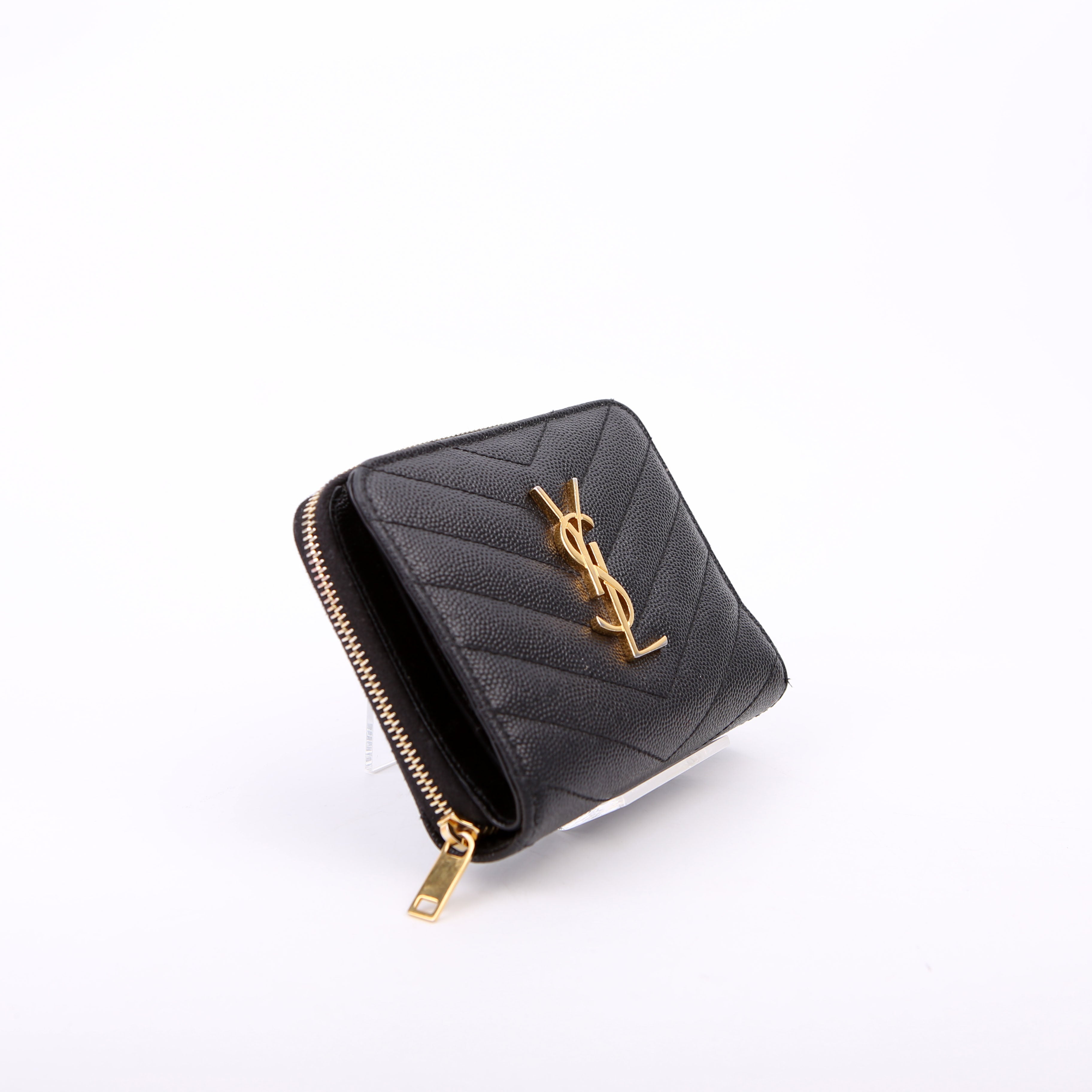 Cassandre Grain De Poudre Compact Zip Around Wallet Black