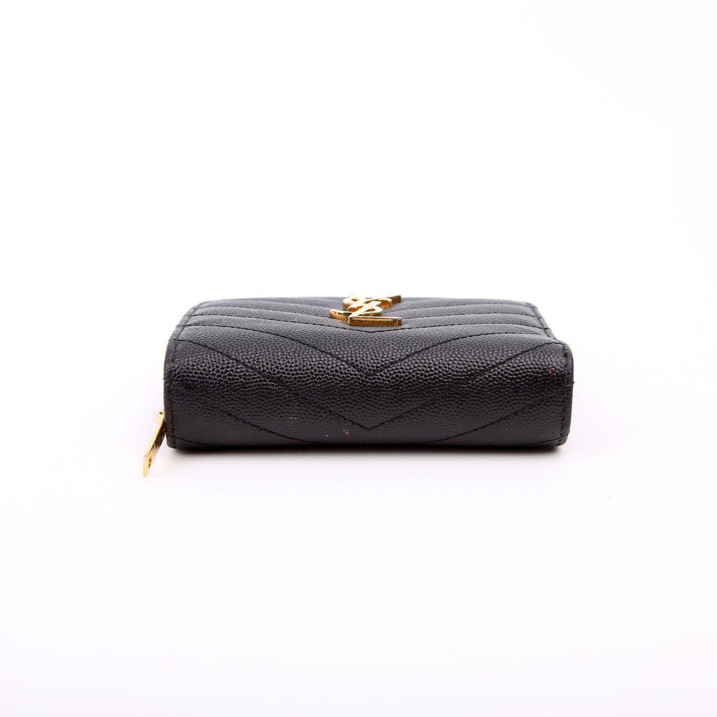 Cassandre Grain De Poudre Compact Zip Around Wallet Black