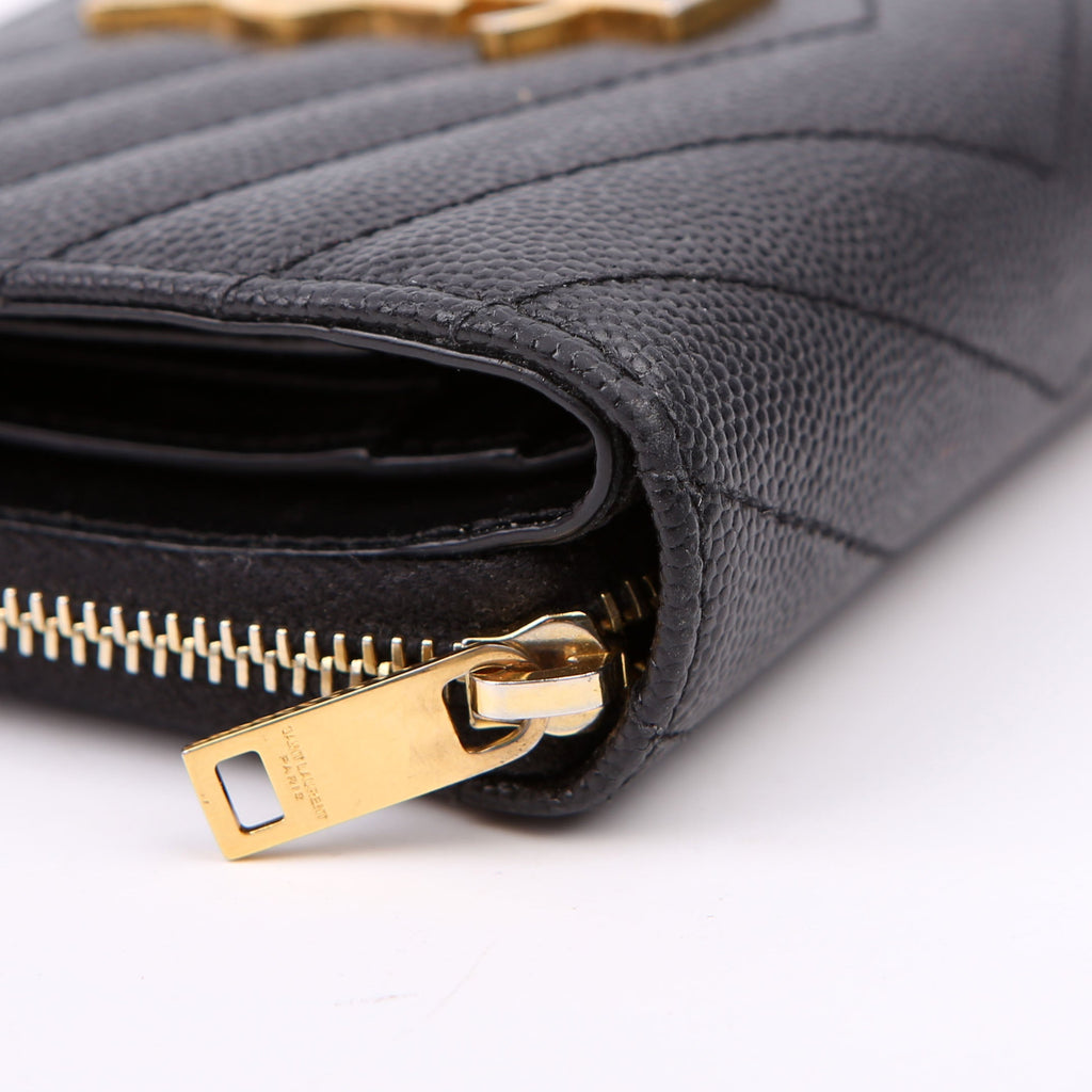 Cassandre Grain De Poudre Compact Zip Around Wallet Black